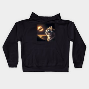 Funny Cat watching an Eclipse Kids Hoodie